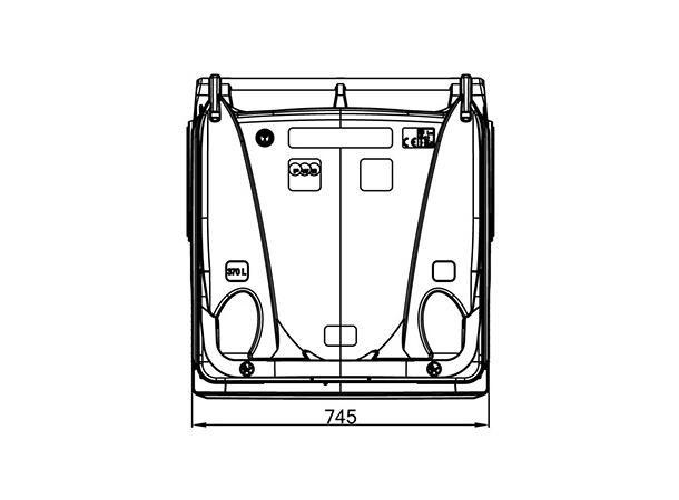 Avfallsbeholder PWS 370 L, Duo 2-delt beholder med skillevegg 