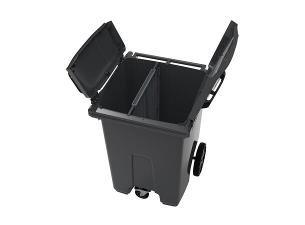 Avfallsbeholder PWS 370 L, Duo 2-delt beholder med skillevegg 