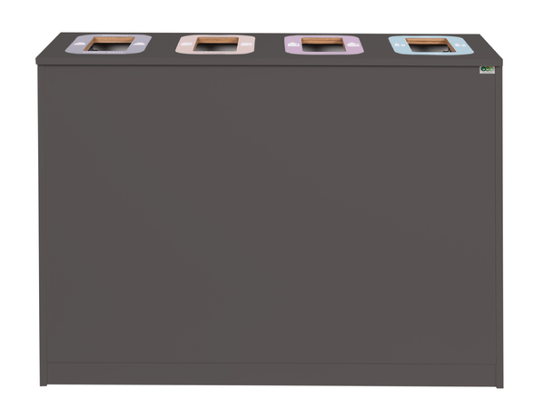 Multi Eco 4 (4x30L beholdere) Møbelsystem for kildesortering, grå 