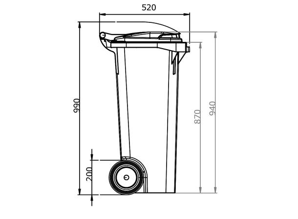 Avfallsbeholder 2 hjul 80 liter